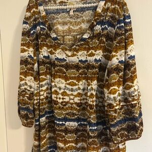 Fig and Flower Blue and Brown Tunic